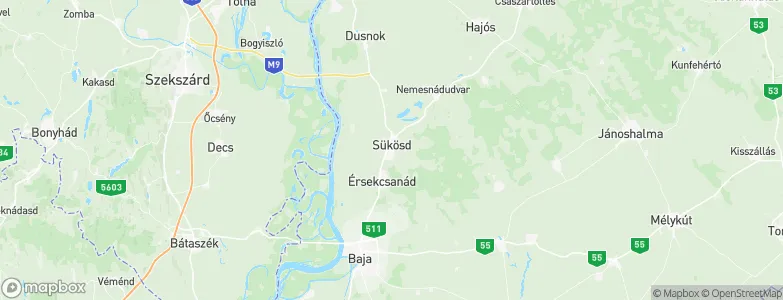 Sükösd, Hungary Map
