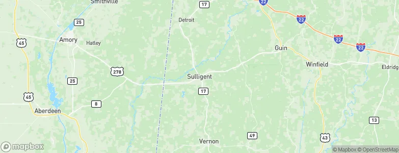 Sulligent, United States Map