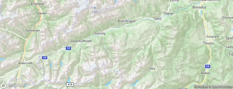 Surselva District, Switzerland Map