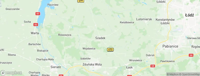 Szadek, Poland Map