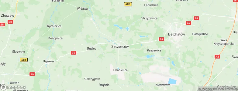 Szczerców, Poland Map