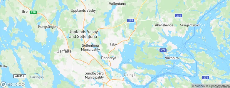 Täby Kommun, Sweden Map