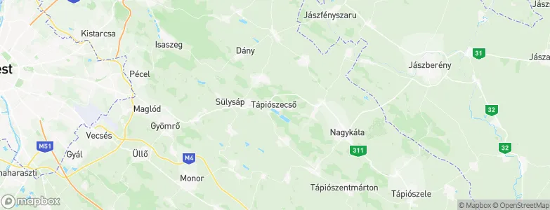 Tápiószecső, Hungary Map
