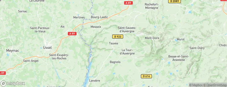Tauves, France Map