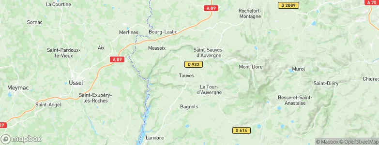 Tauves, France Map