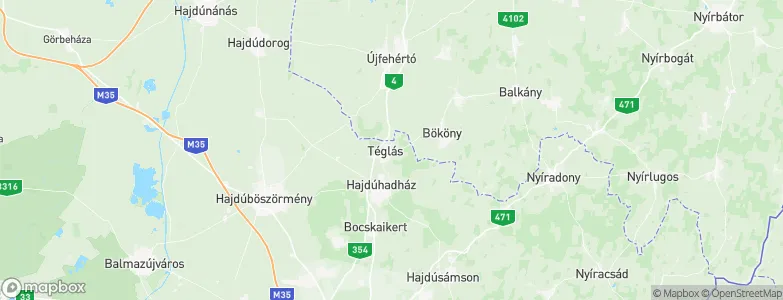 Téglás, Hungary Map