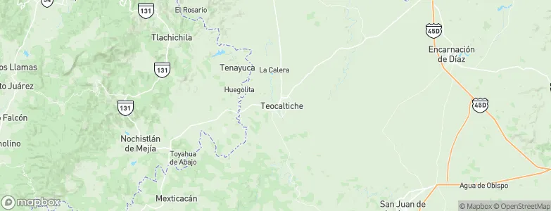 Teocaltiche, Mexico Map