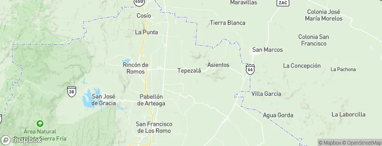 Tepezalá, Mexico Map