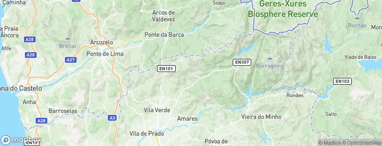 Terras de Bouro Municipality, Portugal Map