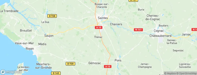 Thénac, France Map