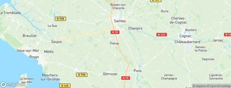 Thénac, France Map