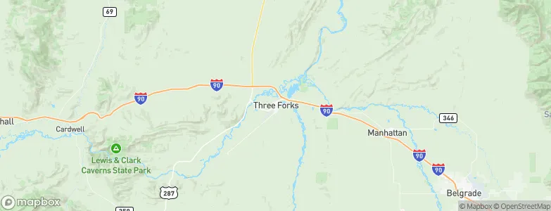Three Forks, United States Map