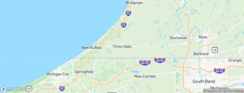 Three Oaks, United States Map