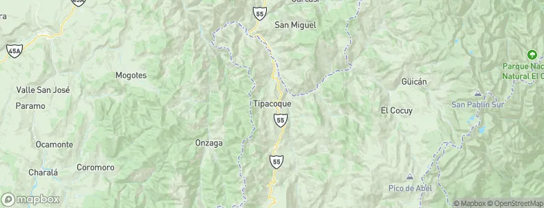 Tipacoque, Colombia Map
