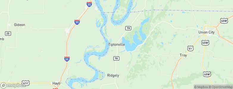 Tiptonville, United States Map