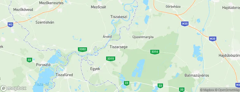 Tiszacsege, Hungary Map