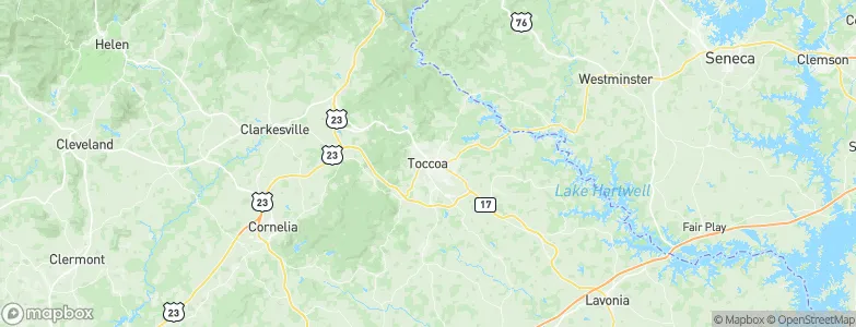 Toccoa, United States Map