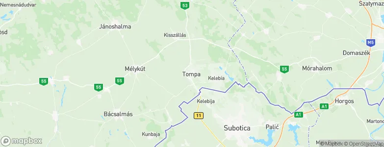 Tompa, Hungary Map