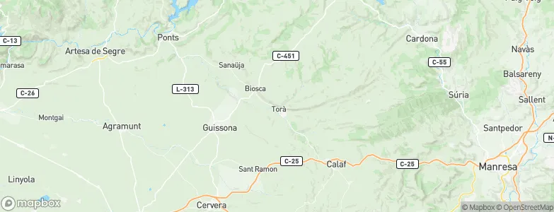 Torà de Riubregós, Spain Map