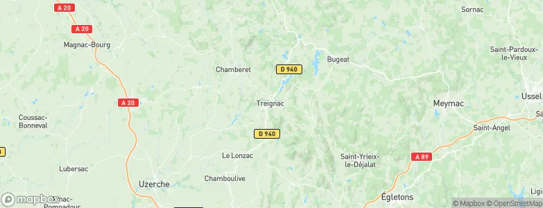 Treignac, France Map