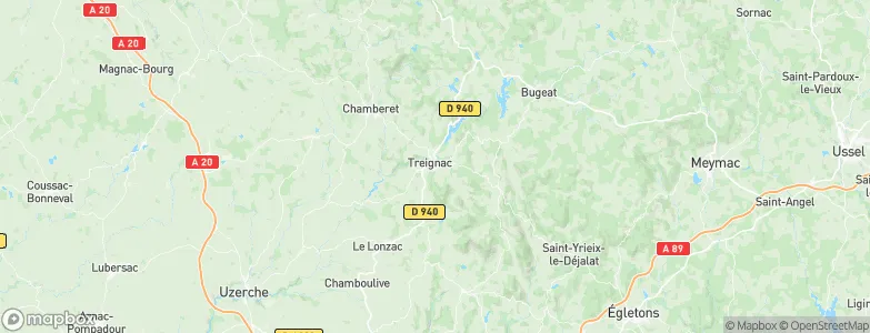Treignac, France Map