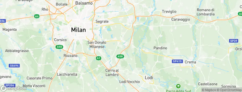 Tribiano, Italy Map