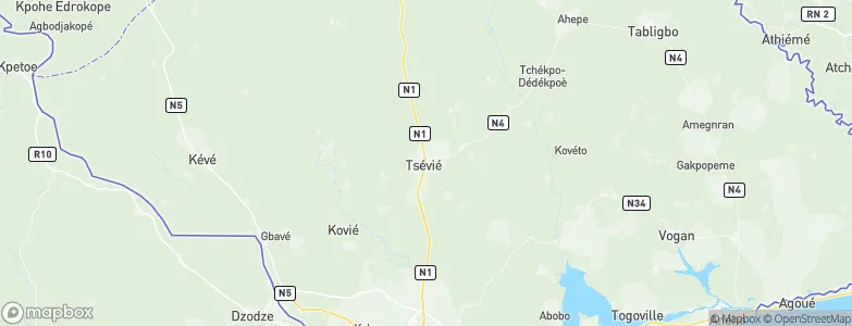 Tsévié, Togo Map