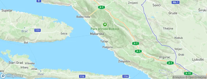 Tučepi, Croatia Map
