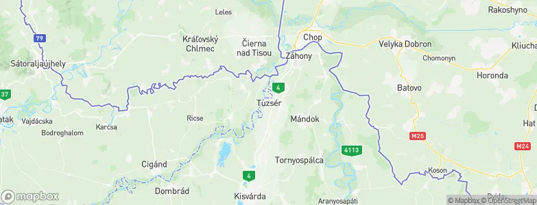 Tuzsér, Hungary Map