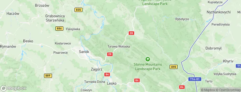Tyrawa Wołoska, Poland Map