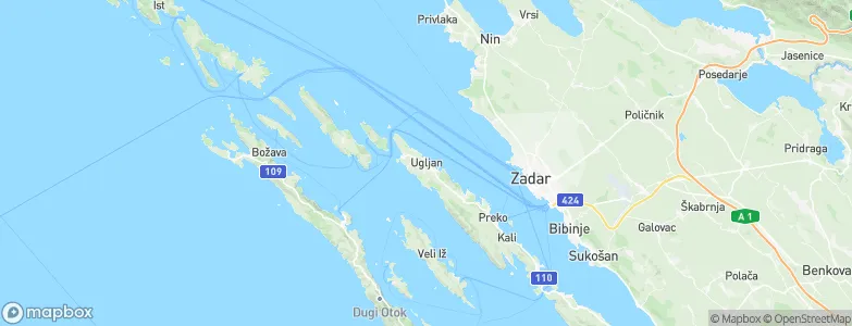 Ugljan, Croatia Map