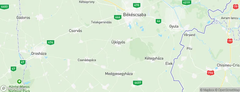 Újkígyós, Hungary Map