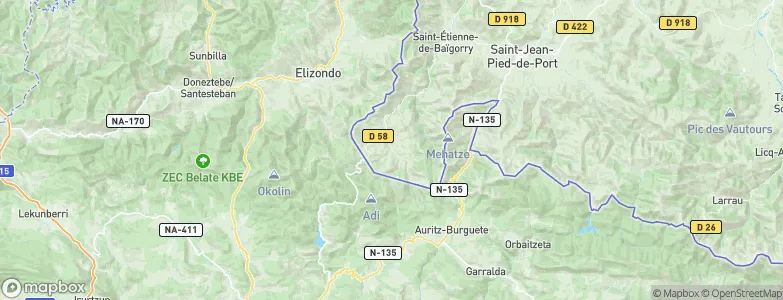 Urepel, France Map