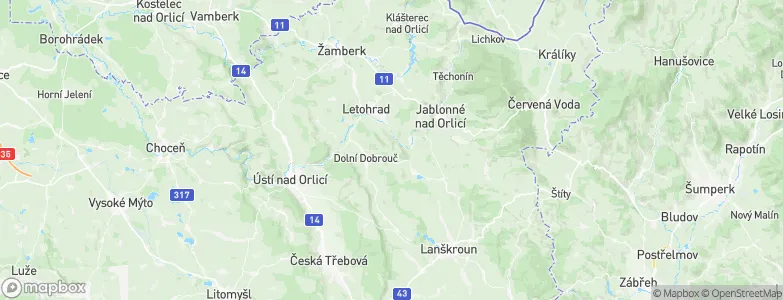 Ústí nad Orlicí District, Czechia Map