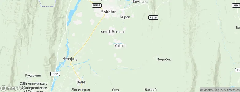Vakhsh, Tajikistan Map