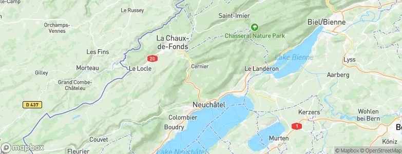 Val-de-Ruz District, Switzerland Map