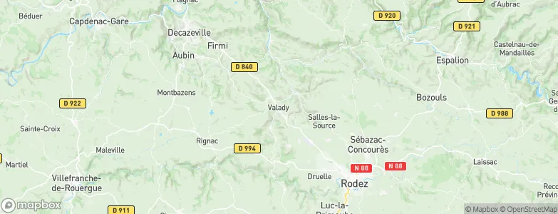 Valady, France Map