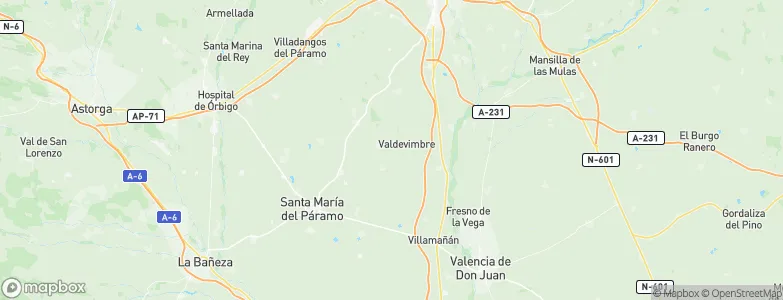 Valdevimbre, Spain Map