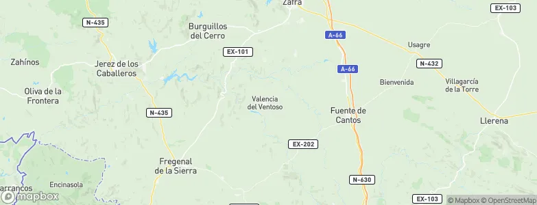 Valencia del Ventoso, Spain Map