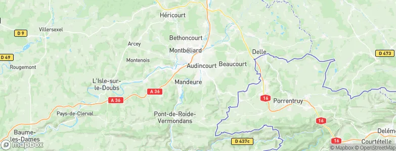 Valentigney, France Map