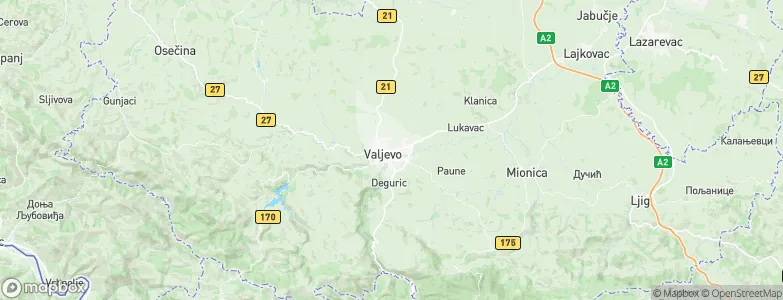 Valjevo, Serbia Map