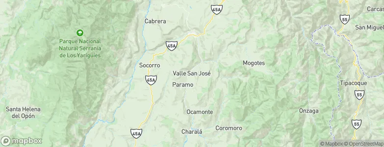 Valle de San José, Colombia Map