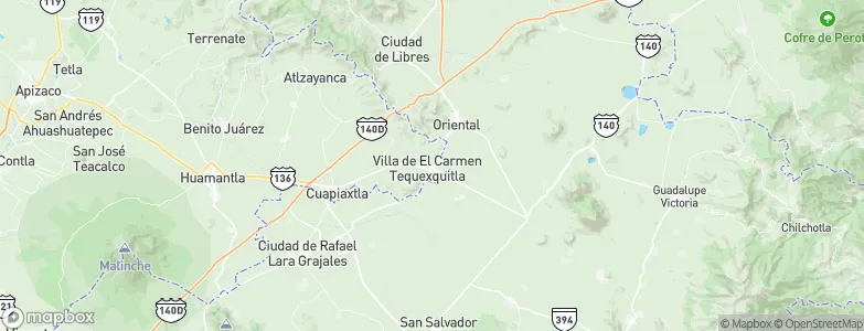 Villa de El Carmen Tequexquitla, Mexico Map