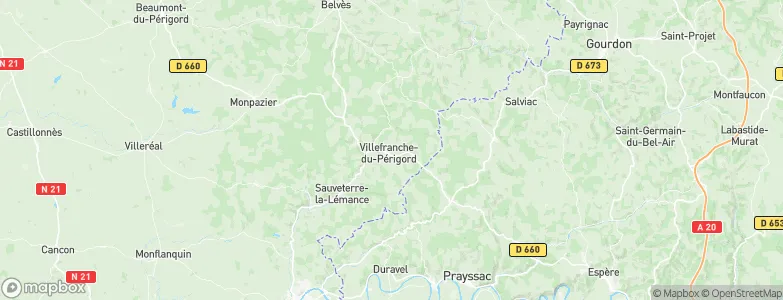 Villefranche-du-Périgord, France Map