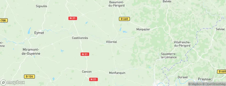 Villeréal, France Map