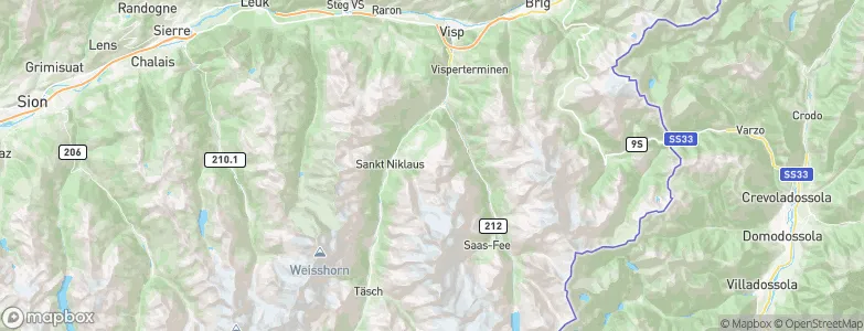 Visp District, Switzerland Map