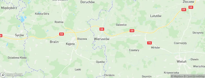 Wieruszów, Poland Map