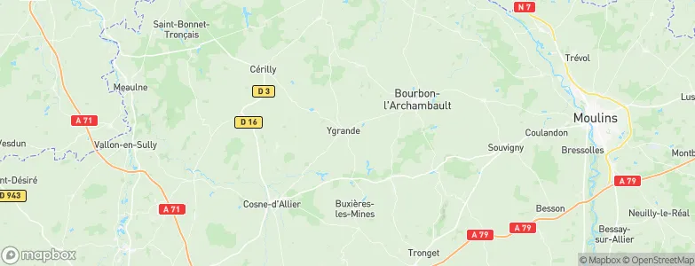 Ygrande, France Map