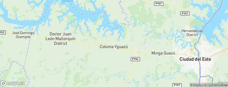 Yguazú, Paraguay Map