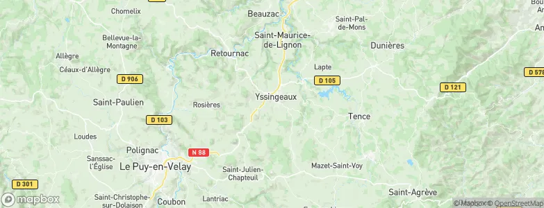 Yssingeaux, France Map